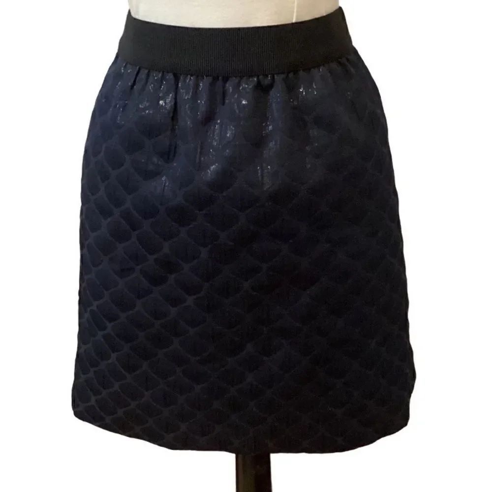 Ann Taylor Loft Navy Blue Metallic Lined Skirt 4